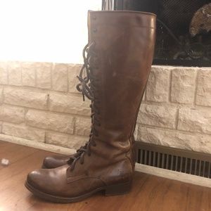 Frye Melissa Tall Lace-Up boots Cognac sz 7